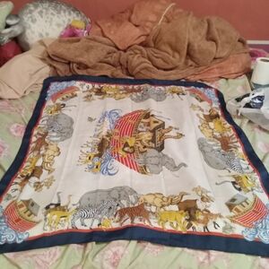 Women's Noah's Ark Design Polyester Silk Scarf